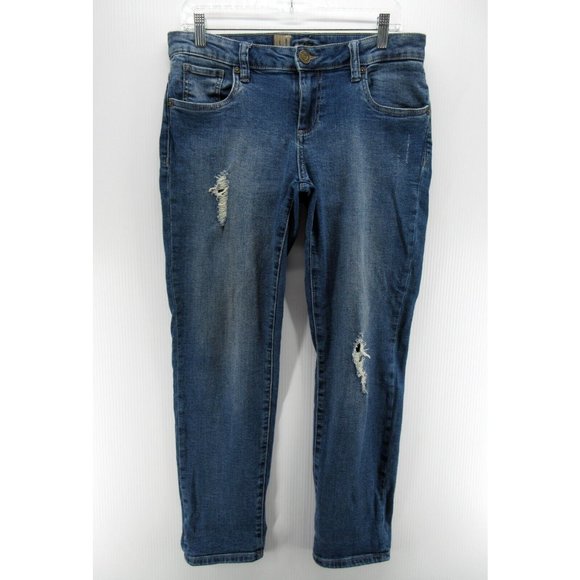 Kut From The Kloth Jeans 6 Straight Denim Pants Ripped Embroidered - Picture 1 of 13